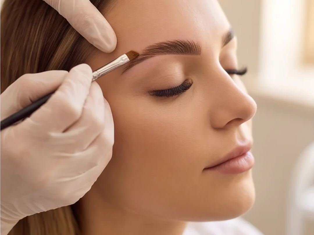Brows being shaped